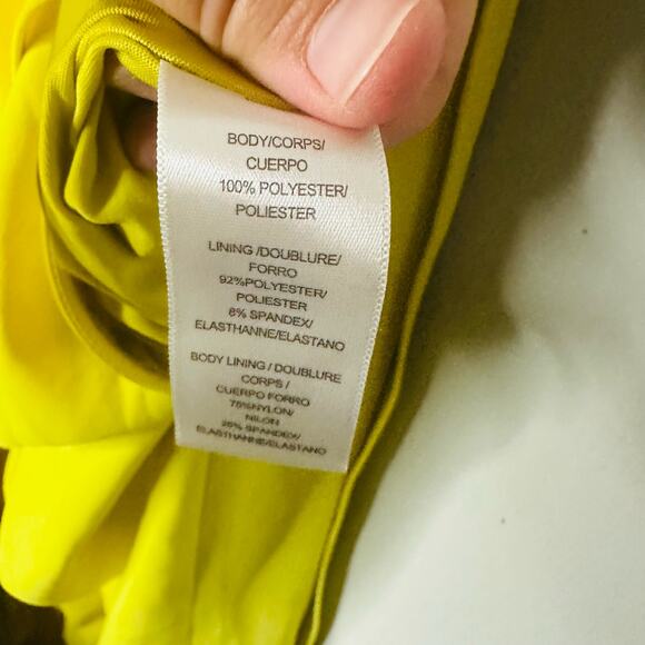 HALSTON Yellow Lil Crepe Strapless Overlay Side Zipper Jumpsuit Dress Size 2 - Picture 14 of 16